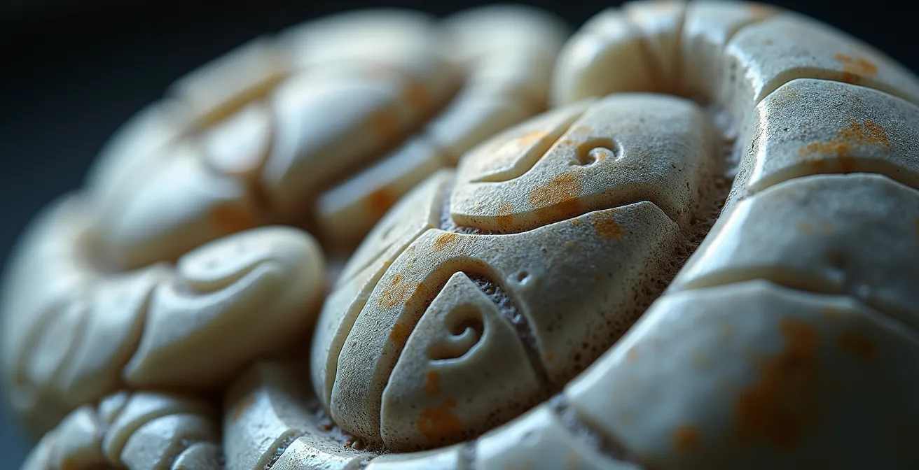 Close-up detail of authentic Inuit stone carving showing traditional techniques