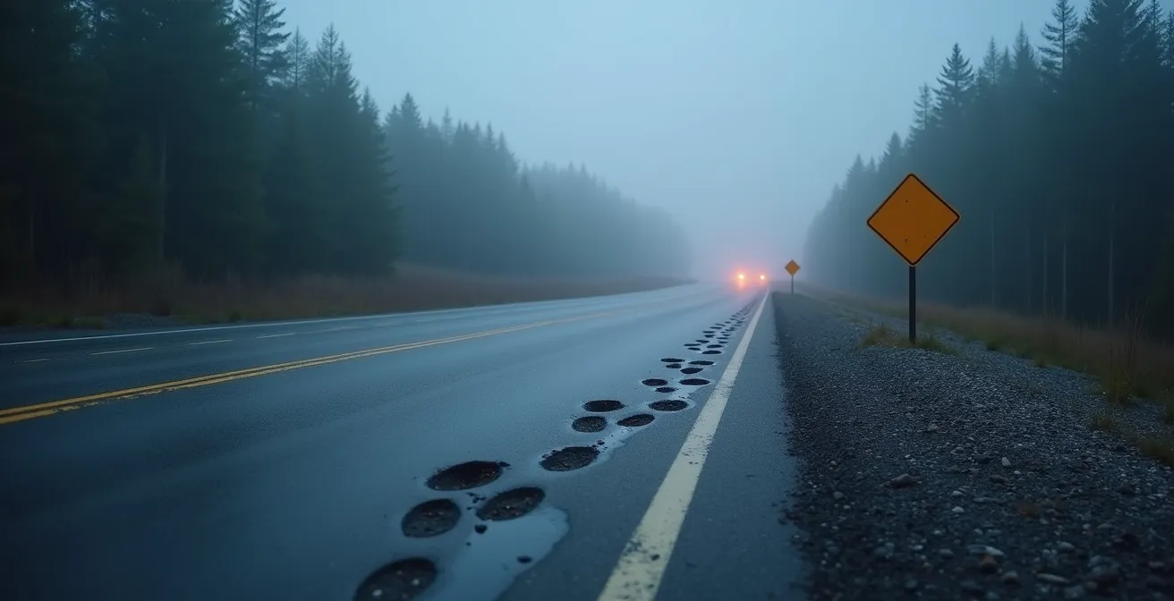 Warning signs and salt lick areas along Highway 60 in Algonquin Park